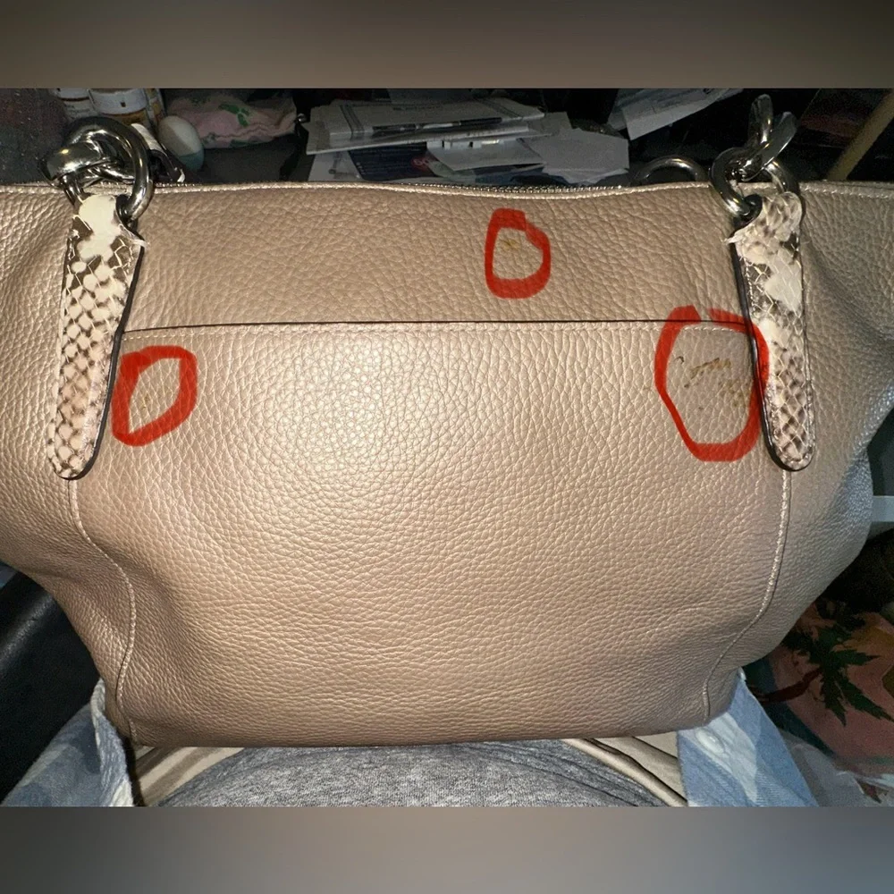 Coach Ava Tote Metallic Rose Pebbled Leather